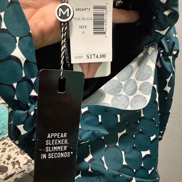 Magicsuit Green and Black Asymmetrical One-Piece Swimsuit - Picture 6 of 8